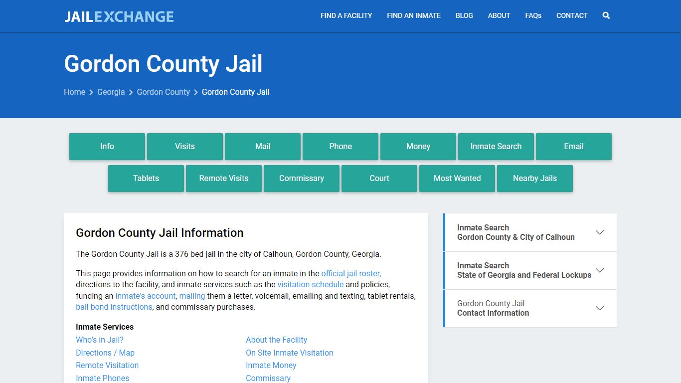 Gordon County Jail, GA Inmate Search, Information